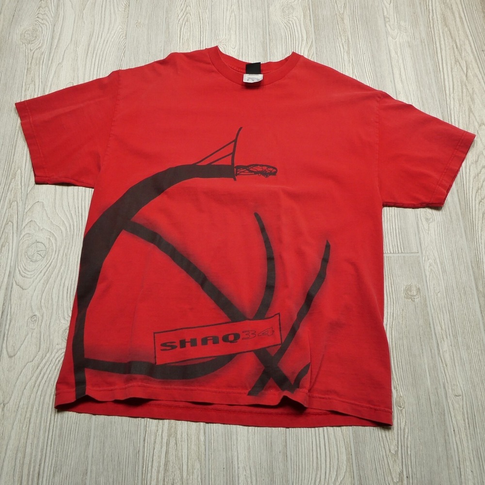 VINTAGE Shaq Shirt Adult‎ XL Red Short Sleeve Basketball Shaquille O'neal